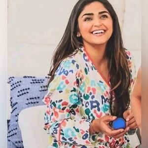 Summersalt The Cloud 9 Silk Pajama top in Rainbow Zebra size L